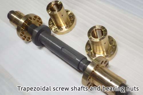 Trapezoidal screw shafts and bearing nuts